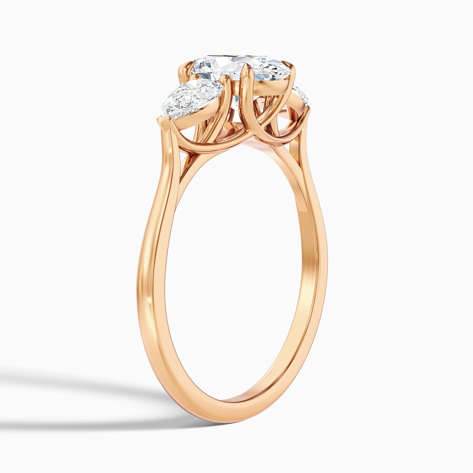 Frozen Three Stone Oval Halo Moissanite Engagement Ring